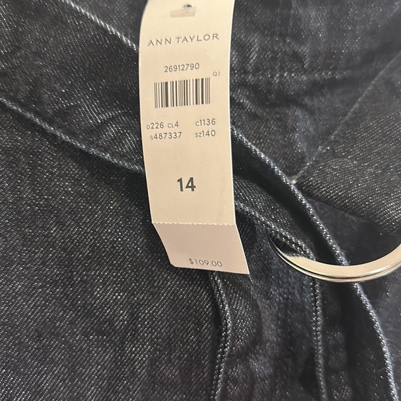 Ann Taylor Wide Leg black jeans with belt, sz 14 - Picture 3 of 6